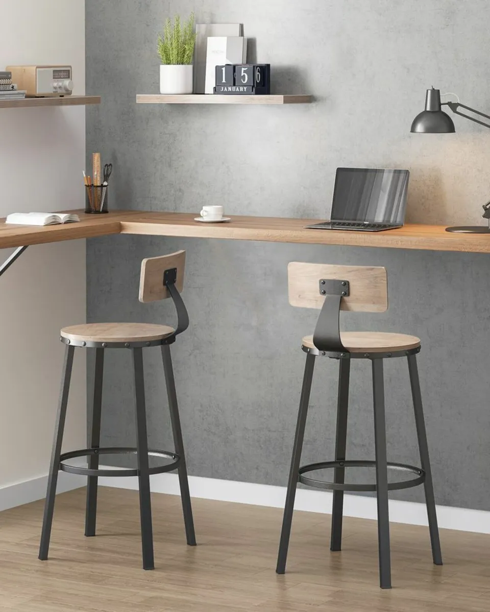 Industrial Design Bar Stools Set of 2 - Image 1