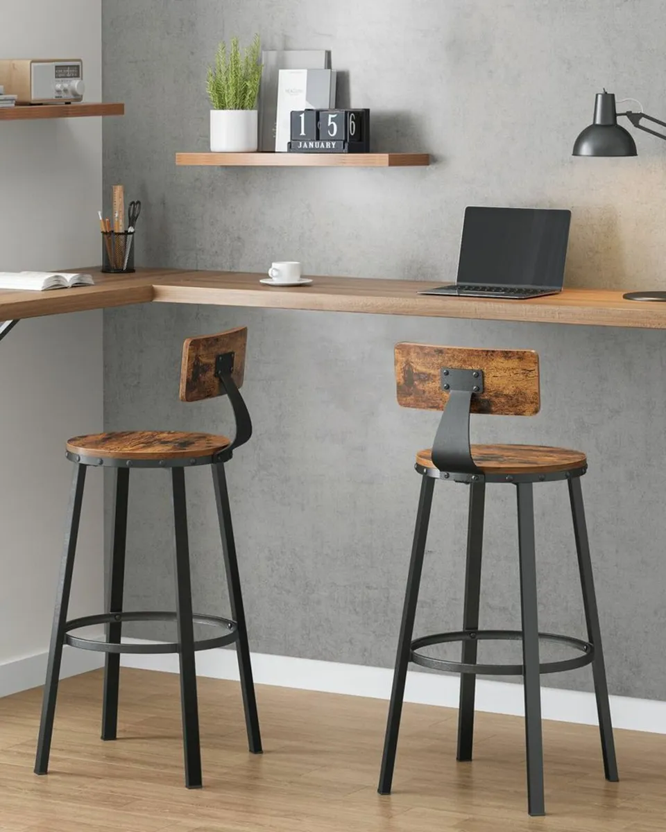 Industrial Design Bar Stools Set of 2 - Image 3