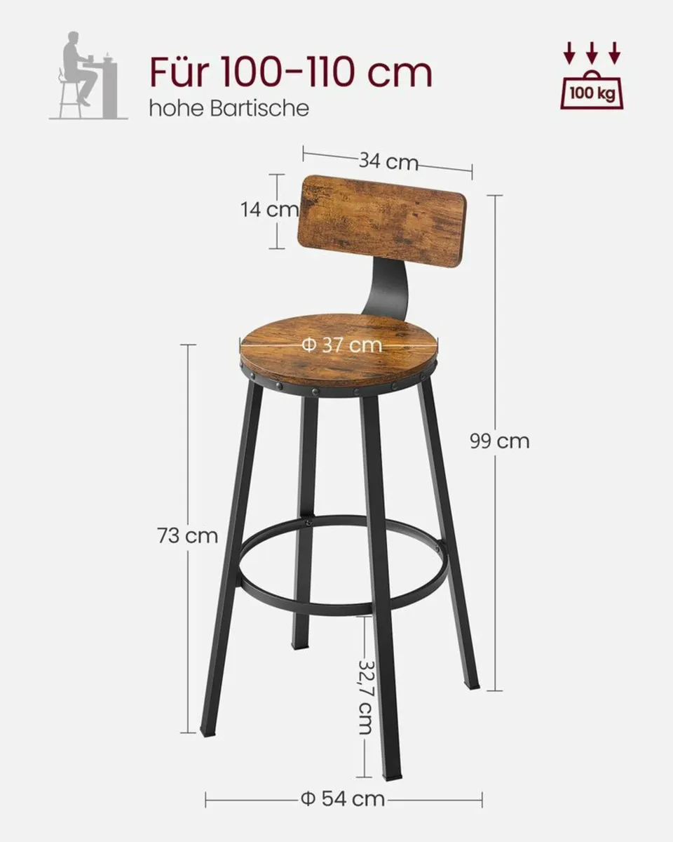 Industrial Design Bar Stools Set of 2 - Image 4