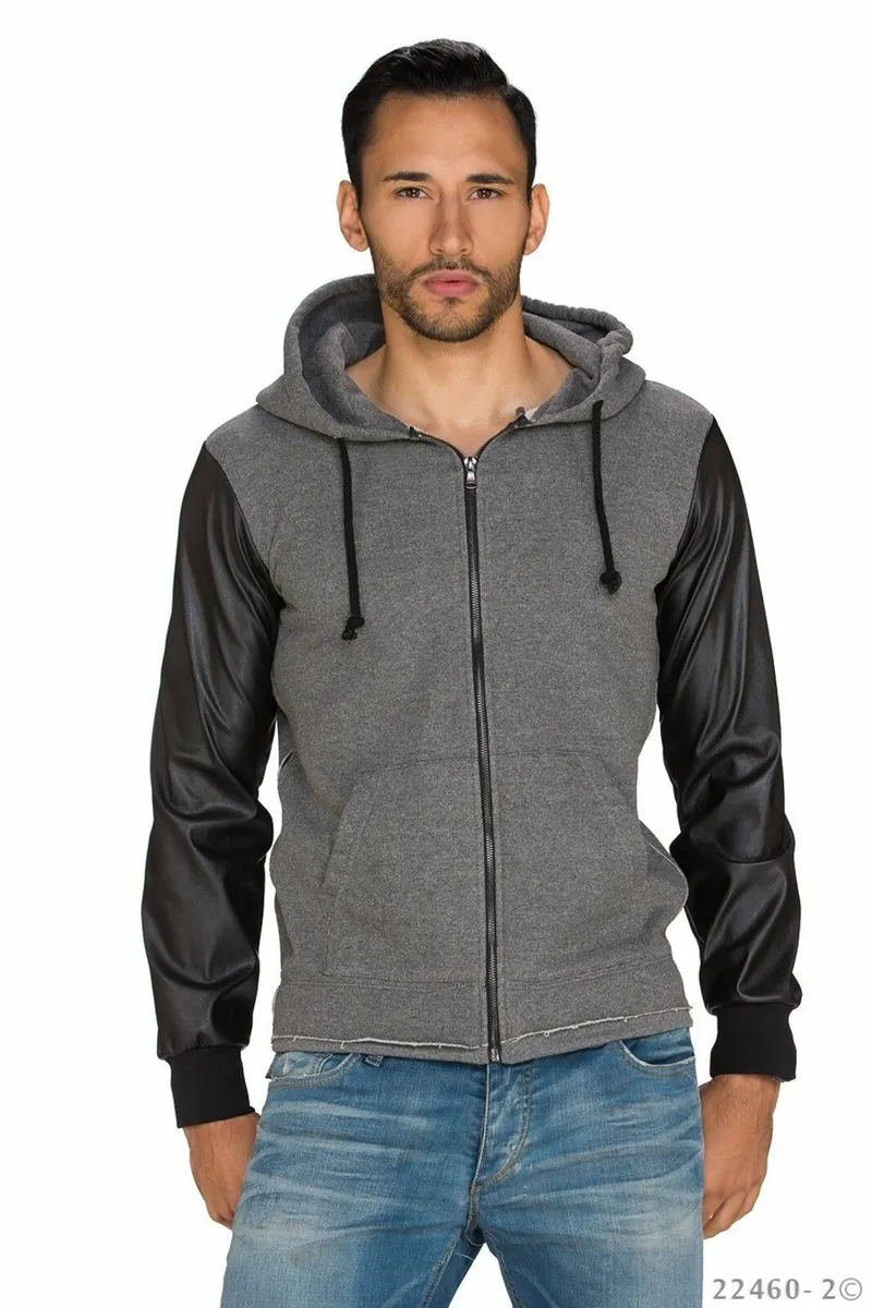 patchwork hoodie grey or black sizes - Image 4