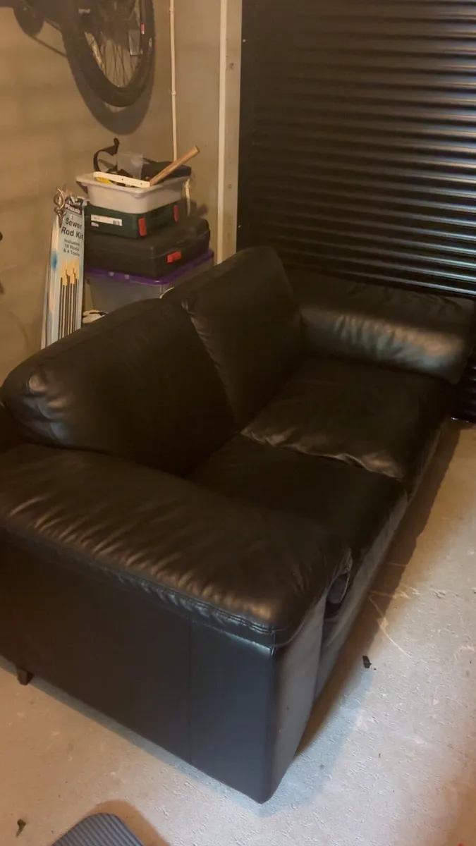 Sofa black leather - Image 1