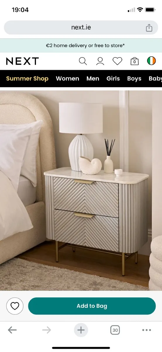 Marble and Mango Wood Valencia Bedside Table - Image 1