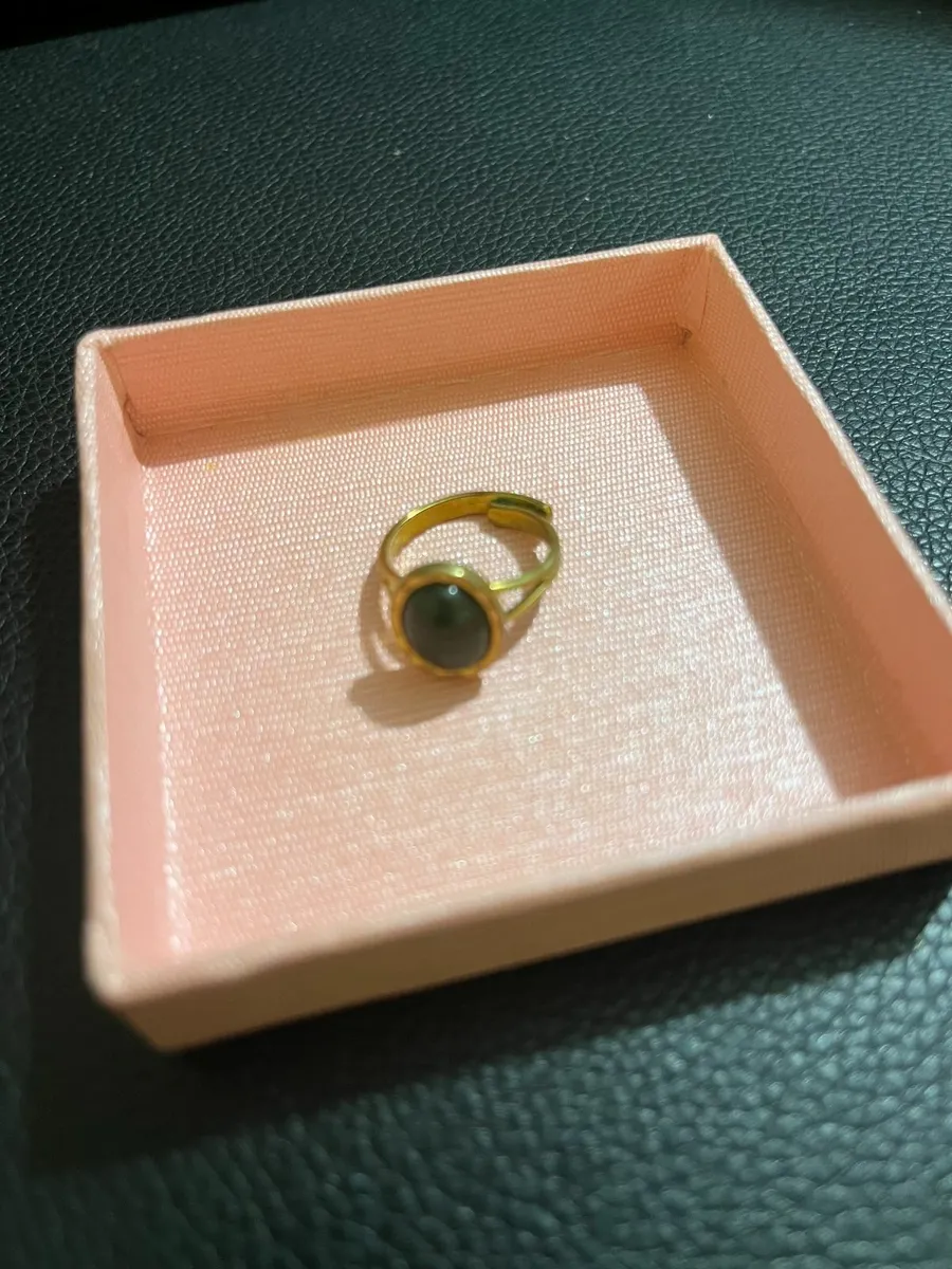 Jade stone adjustable ring and silver rings - Image 1