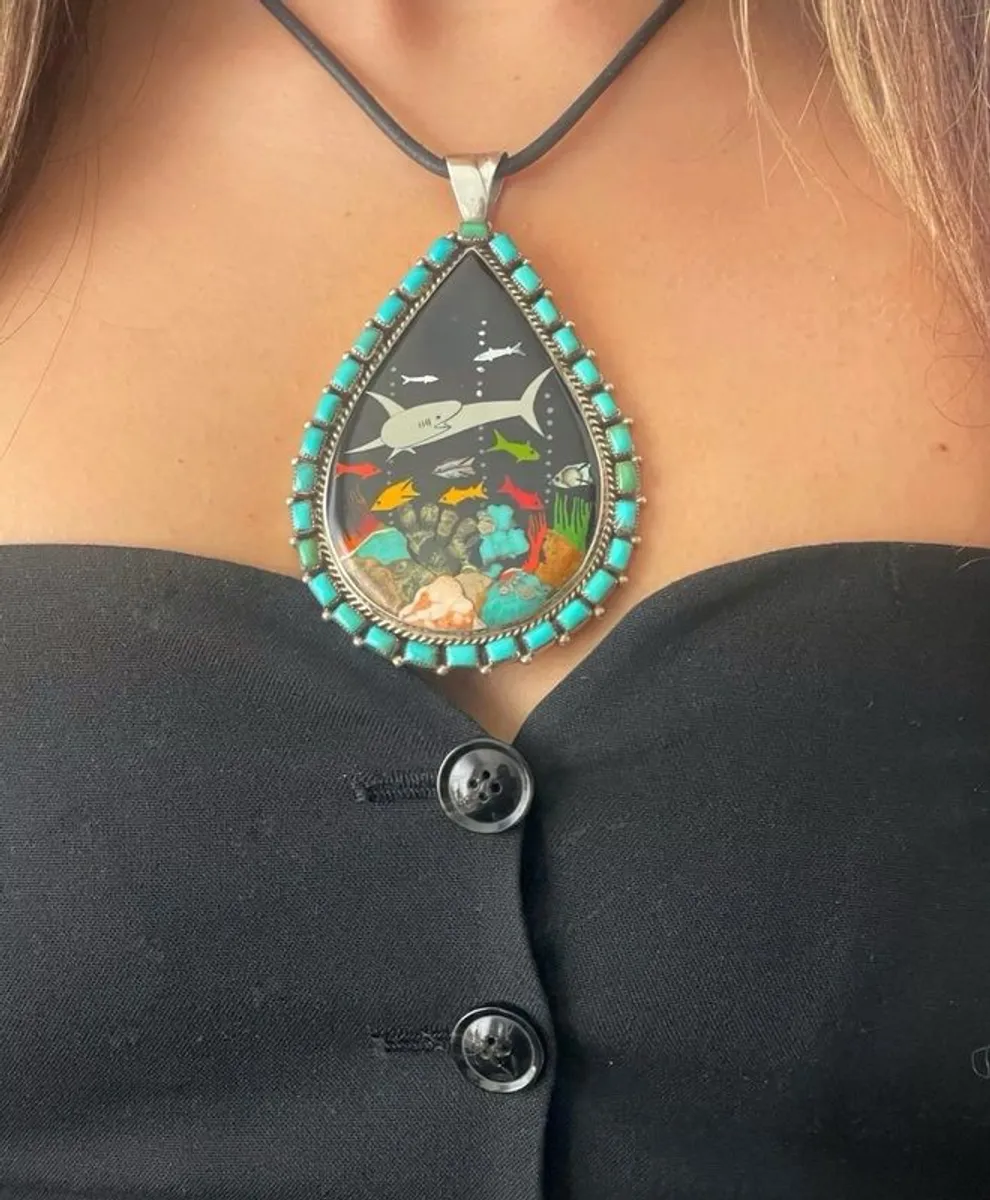 Native American Zuni style pendant - Image 1