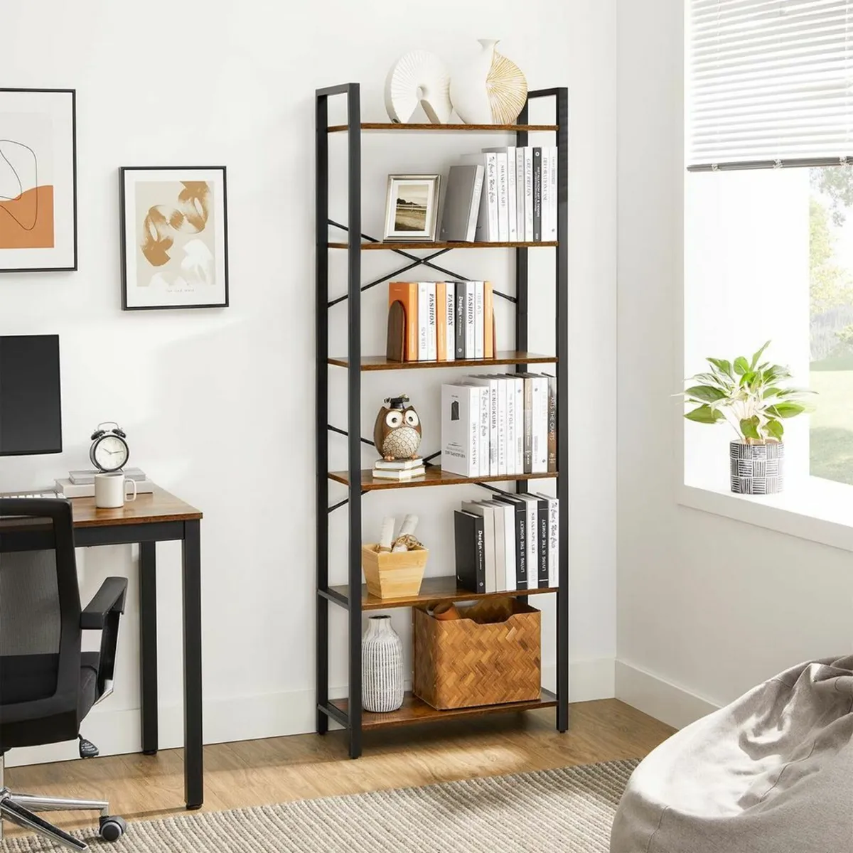 Narrow bookcase 6 levels shelves - Image 1