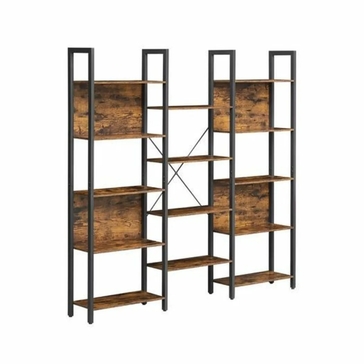 14 Tier Bookcase Black Shelving Unit with Metal Fr - Image 4