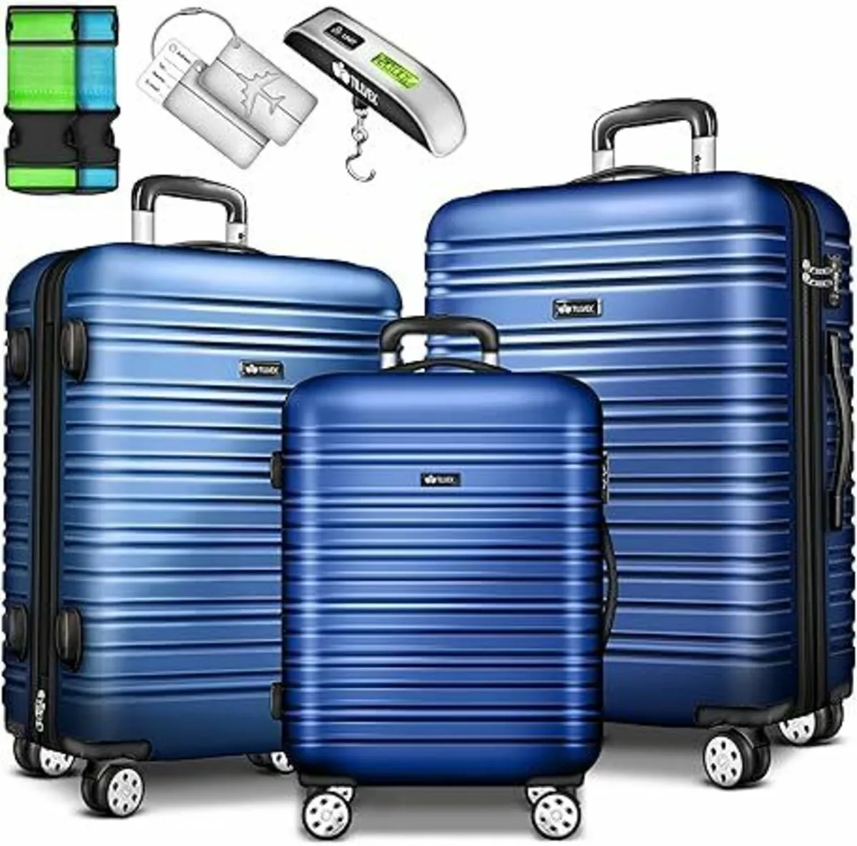 3 x Suitcase 4 wheel hard shell Luggage bags hard- - Image 1
