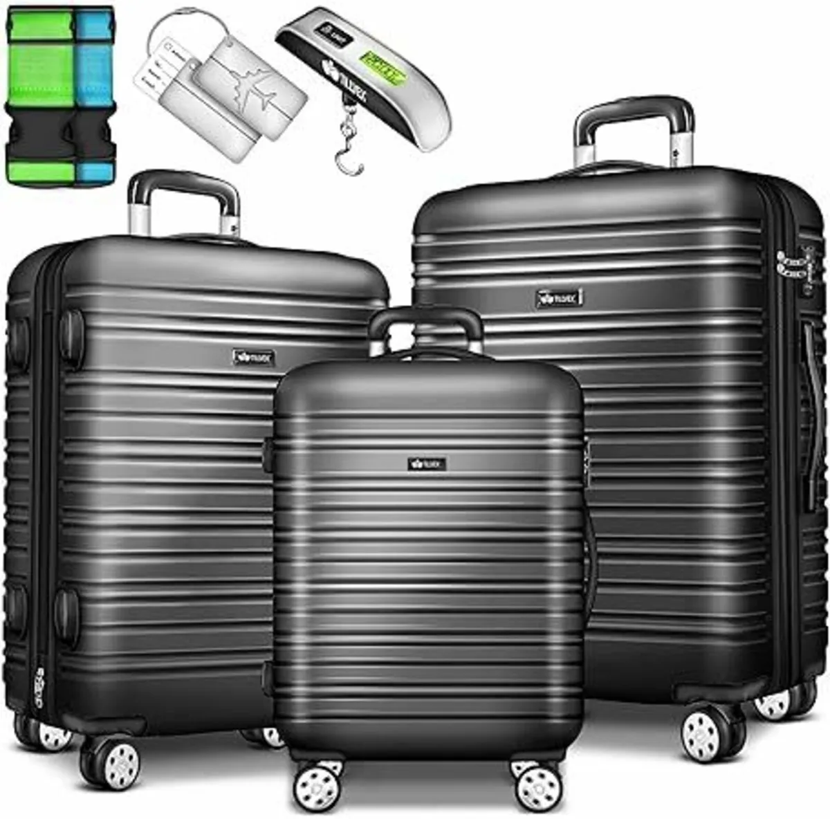 3 x Suitcase 4 wheel hard shell Luggage bags hard- - Image 2