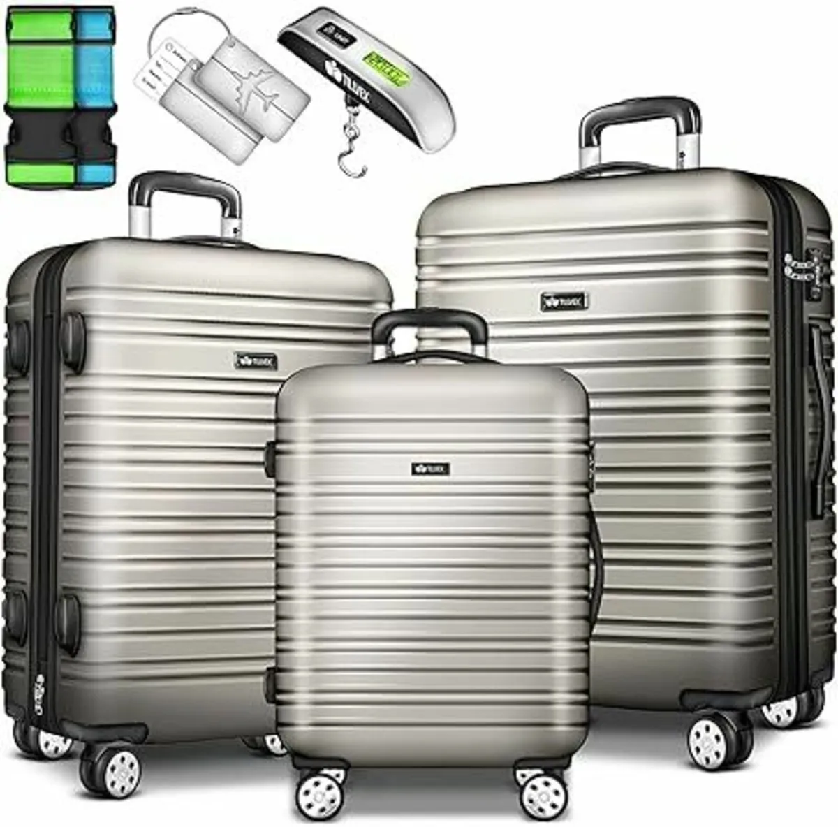 3 x Suitcase 4 wheel hard shell Luggage bags hard- - Image 3