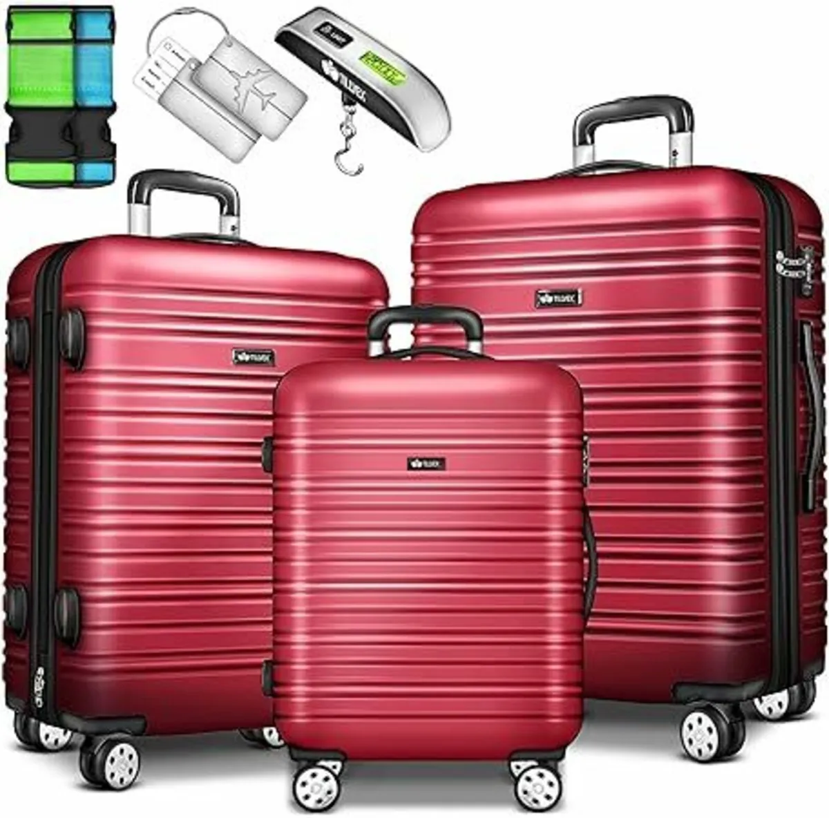 3 x Suitcase 4 wheel hard shell Luggage bags hard- - Image 4
