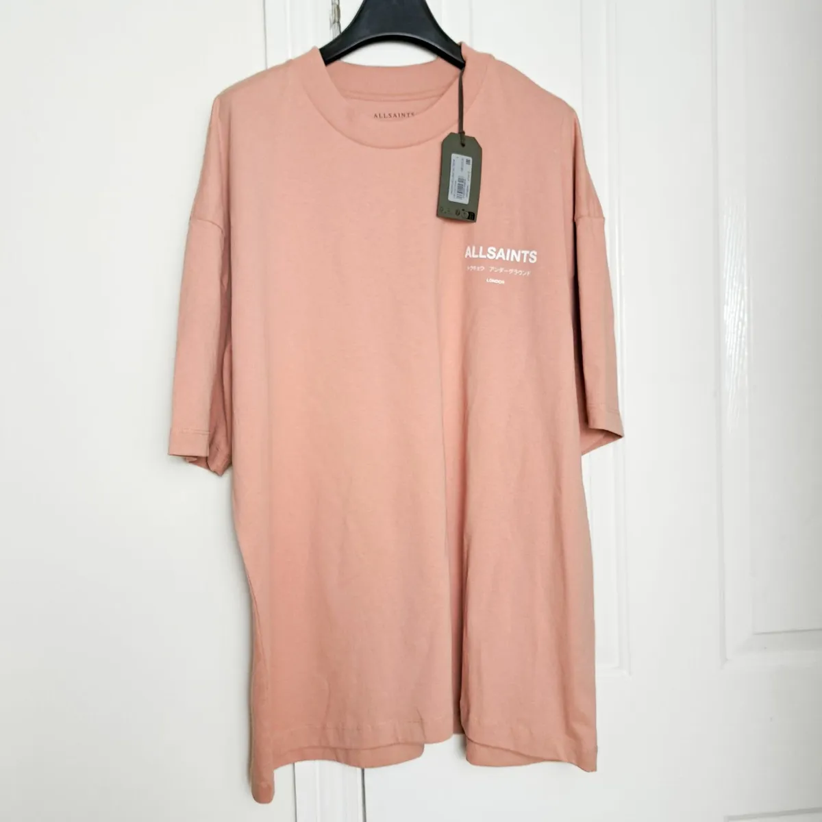 All Saints Pink Oversized Short Sleeve Size L - Image 1