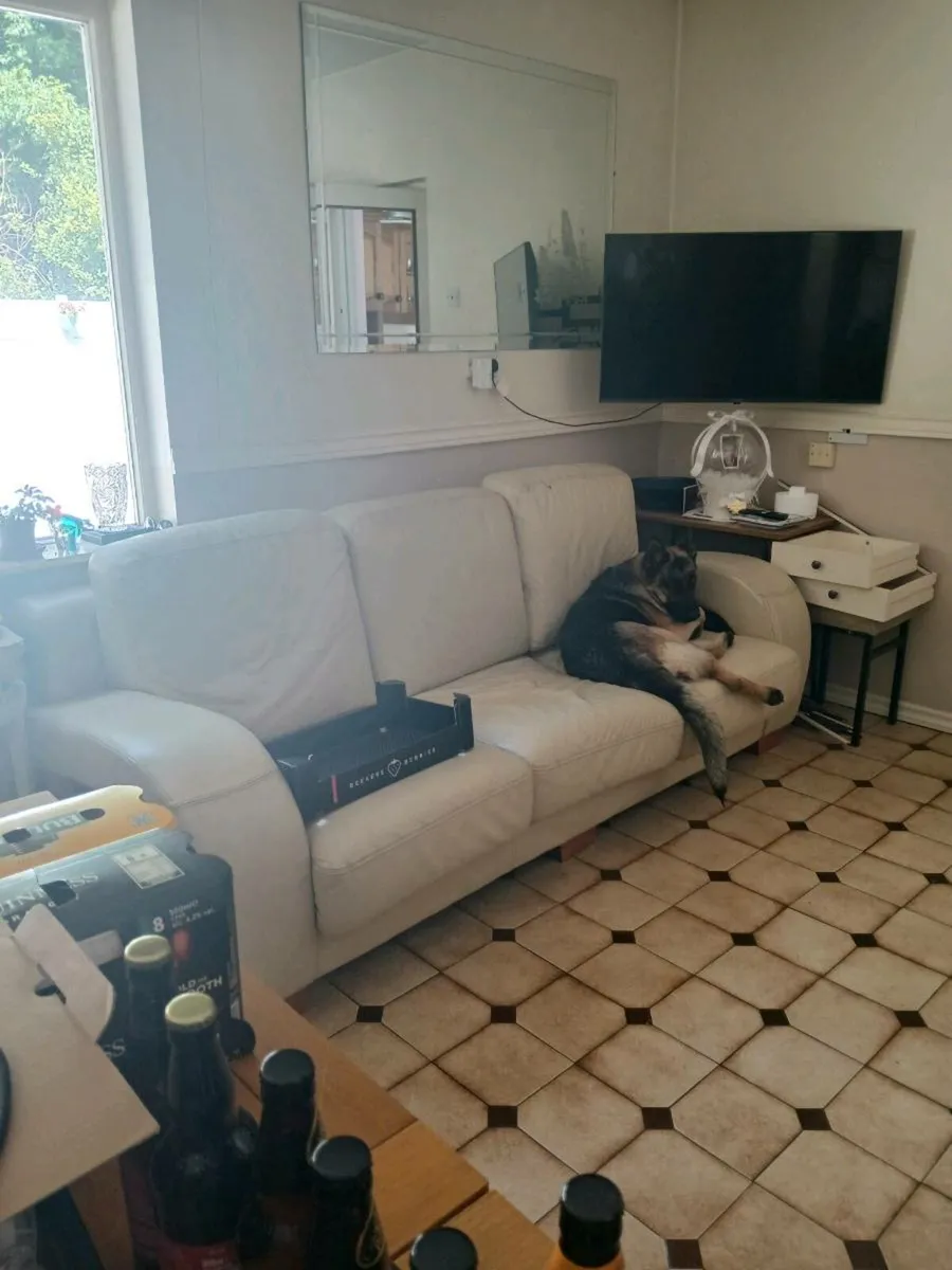 Cream leather couch