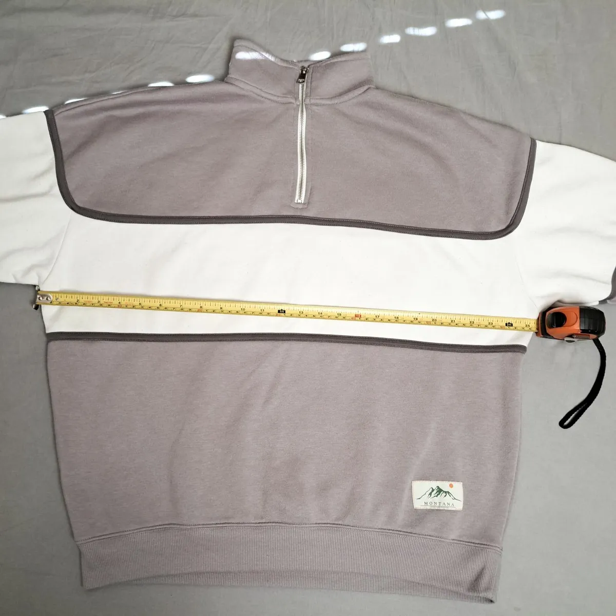 Dunnes Taupe White Half Zip Sweatshirt Size M - Image 4