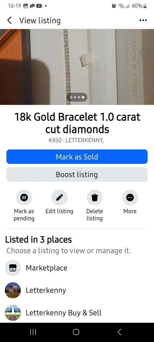 18kt gold bracelet 0.01 diamond cut - Image 2