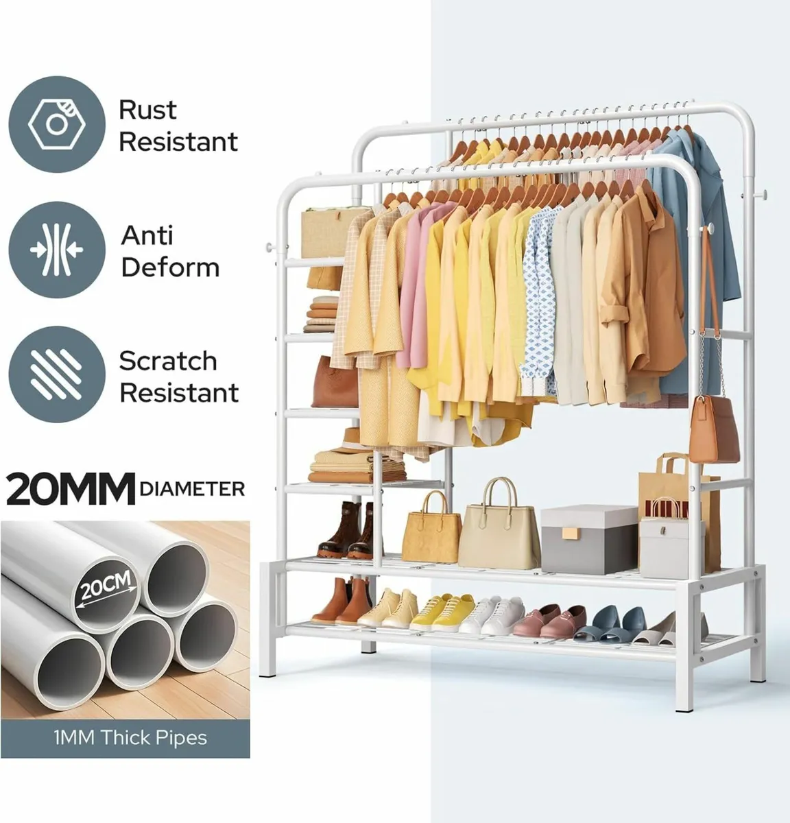 Clothes Rail Bedroom Clothes Rack Shoe Storage - Image 2