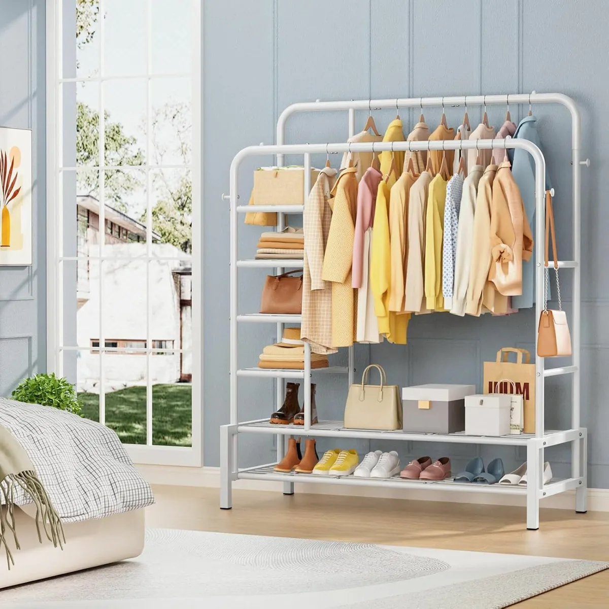 Clothes Rail Bedroom Clothes Rack Shoe Storage - Image 4