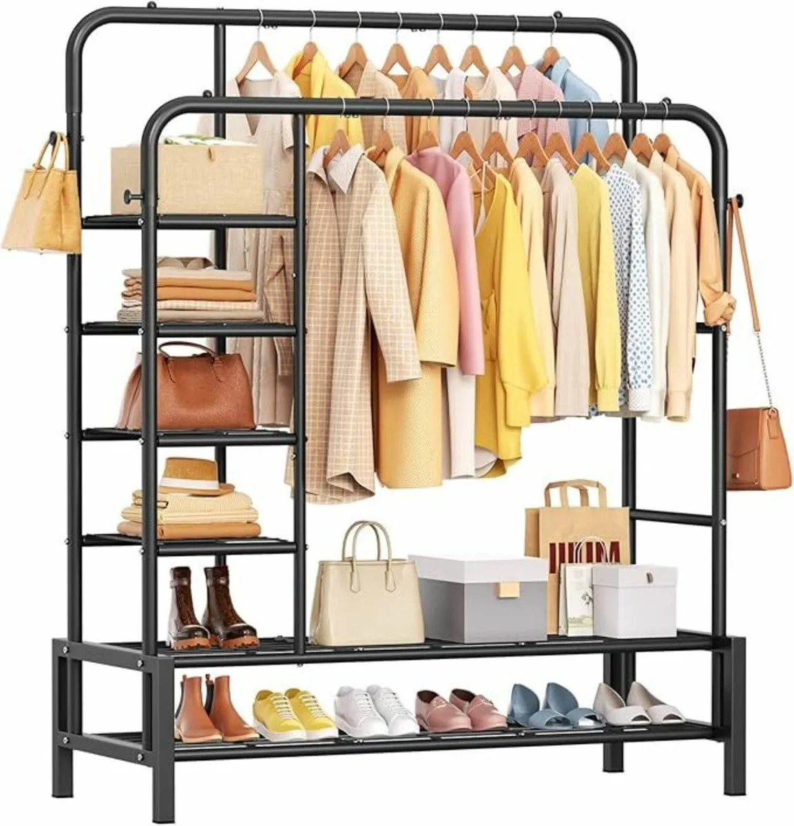 Clothes Rail Bedroom Double Shoe Rack Storage - Image 1