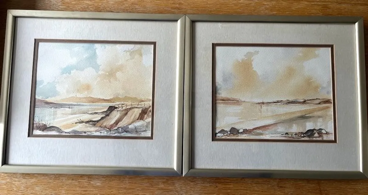 Pair of Framed Irish Coastal Watercolours, Signed by Marie Gardiner - Image 1