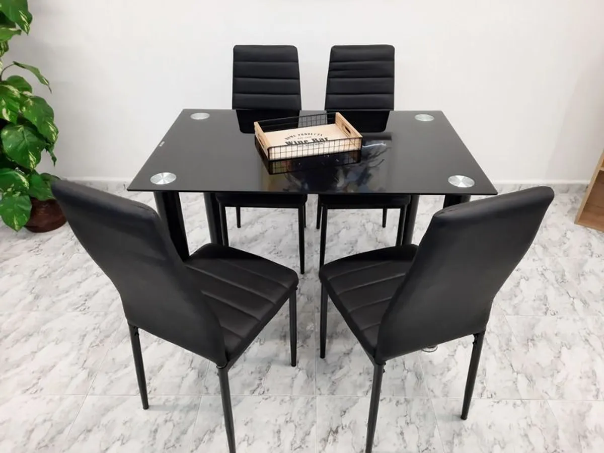 Compact Glass Dining Table Set Seats 4 FREE Delivery - Image 4