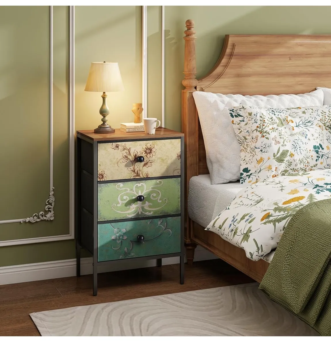 Bedside Tables Set of 2,Nightstand with 3 Drawers - Image 4