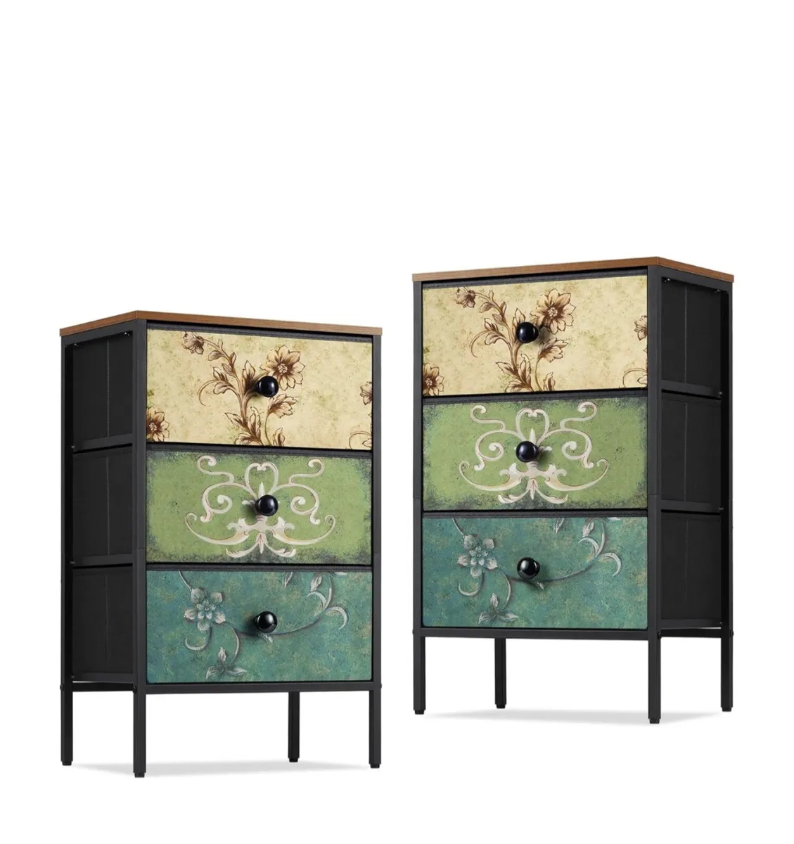 Bedside Tables Set of 2,Nightstand with 3 Drawers - Image 1