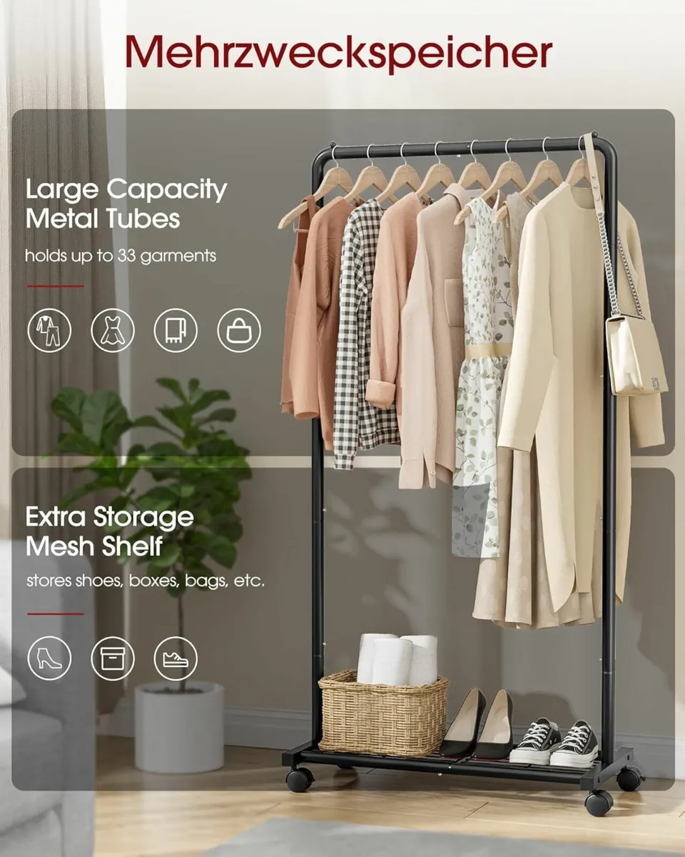 Heavy-Duty Movable Clothes Rack Bottom Shoe rack - Image 4
