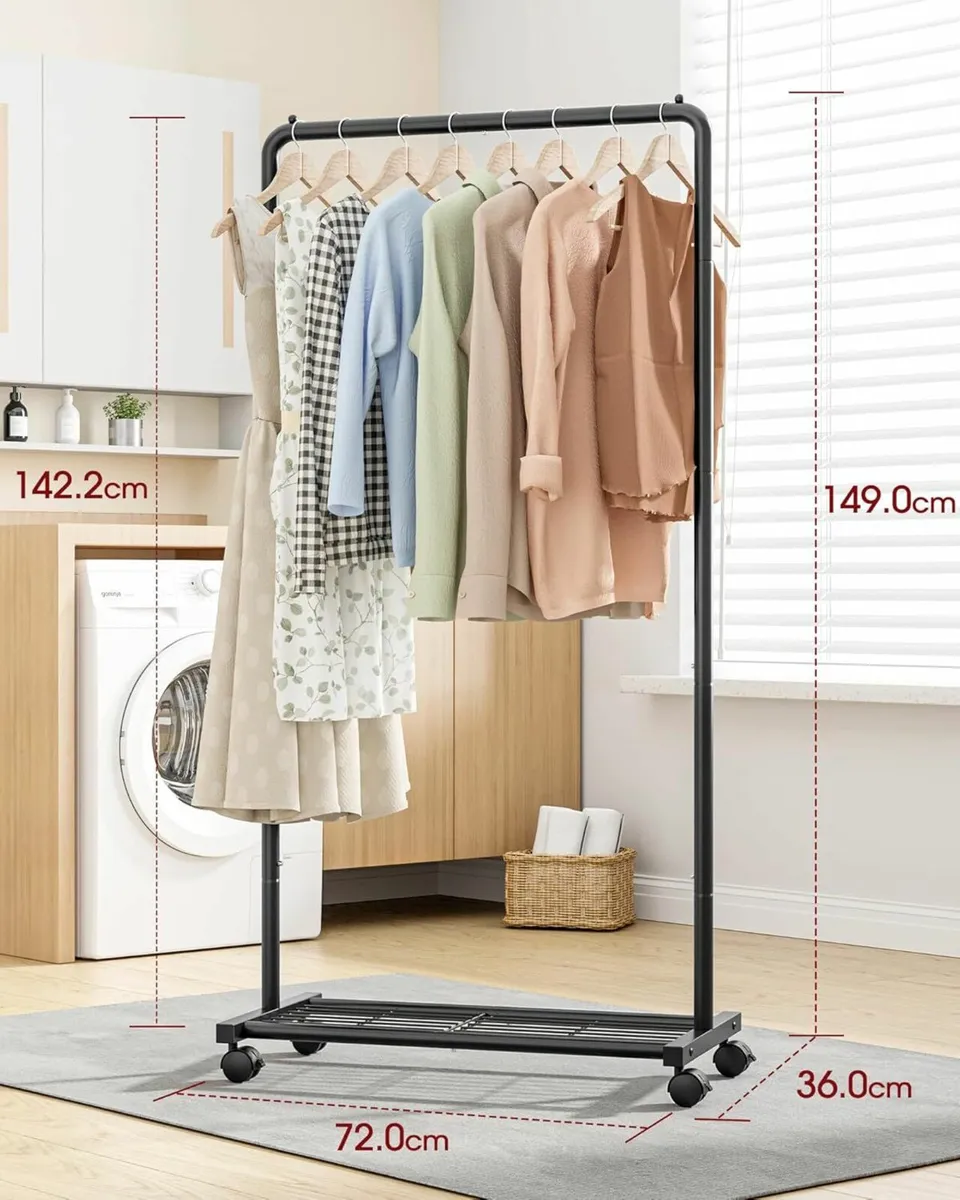 Heavy-Duty Movable Clothes Rack Bottom Shoe rack - Image 1