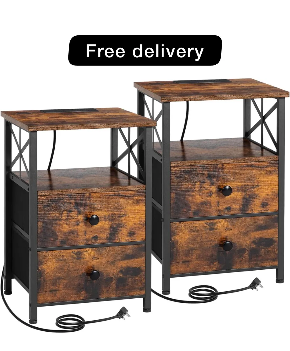 Bedside Table with Charging Station, Bedside Cabin - Image 1