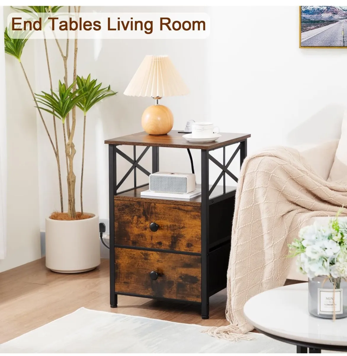 Bedside Table with Charging Station, Bedside Cabin - Image 3