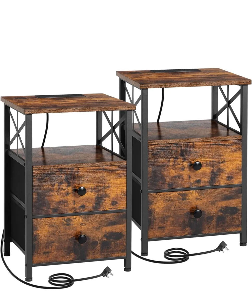 Bedside Table with Charging Station, Bedside Cabin - Image 1