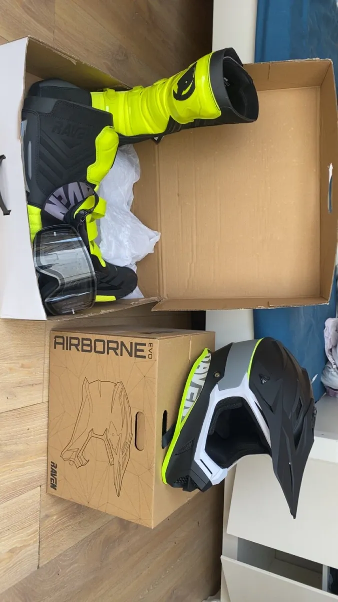 Dirt bike helmet boots goggles brand new