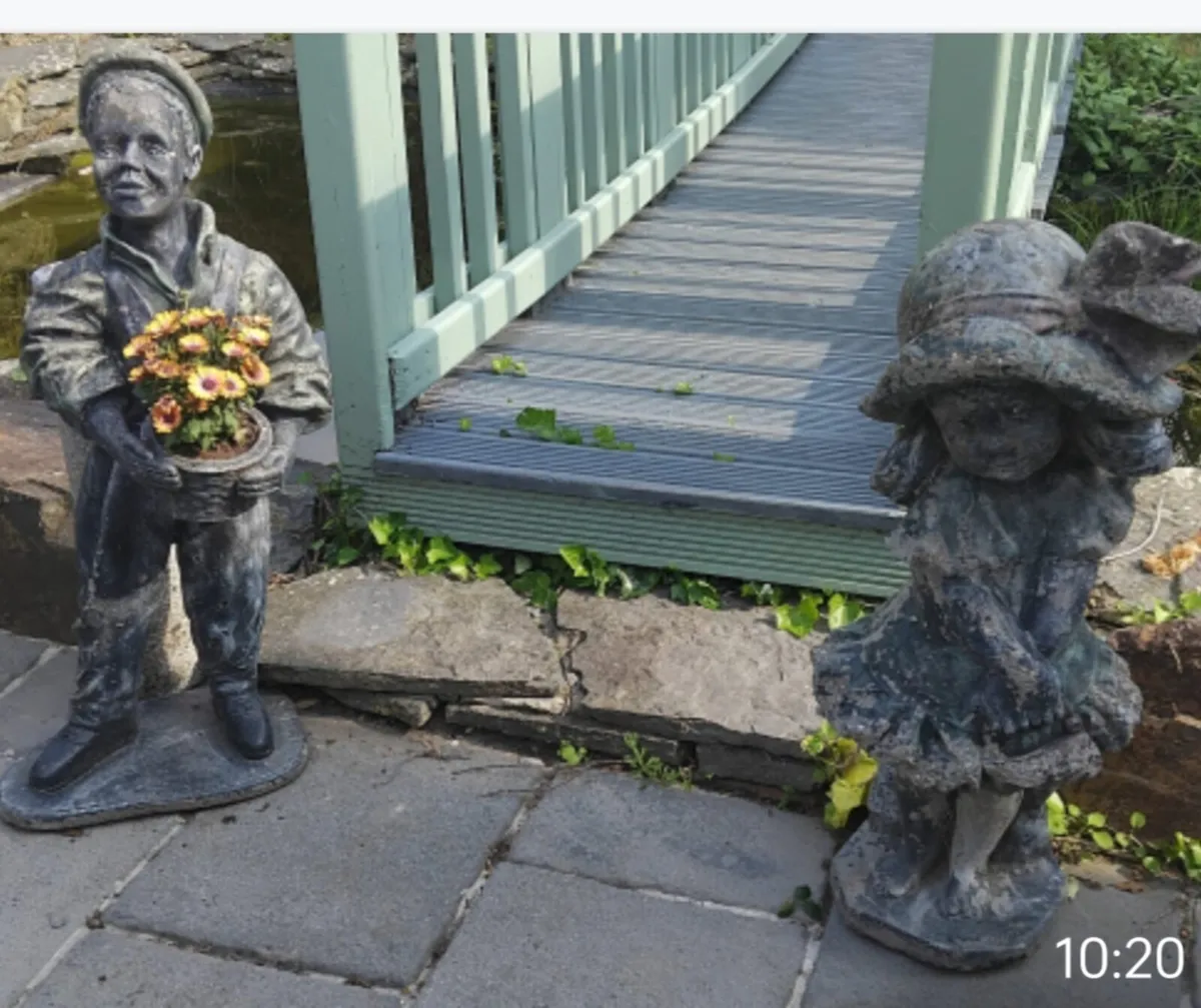 Garden concrete girl and boy