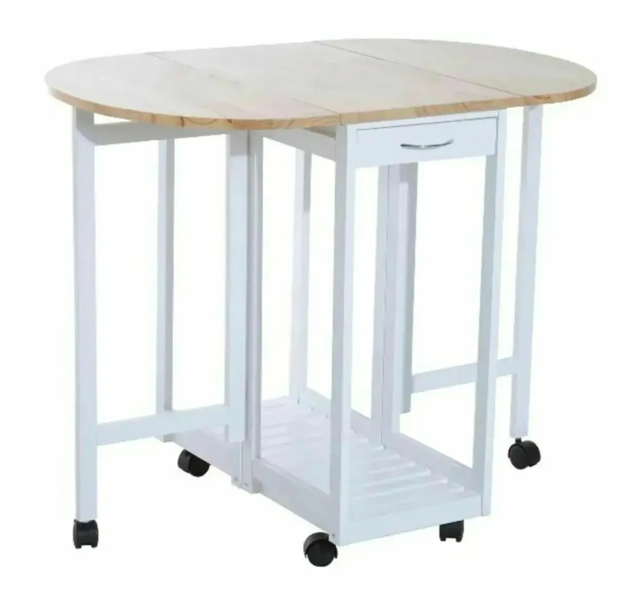 Foldable Wood Dining Table Set with 2 Stools - Image 3