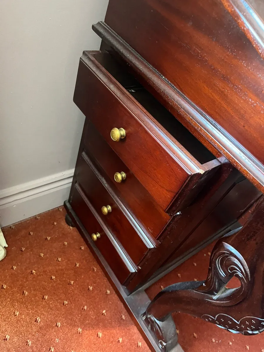 Writing Bureau Antique & Leather insert. - Image 4