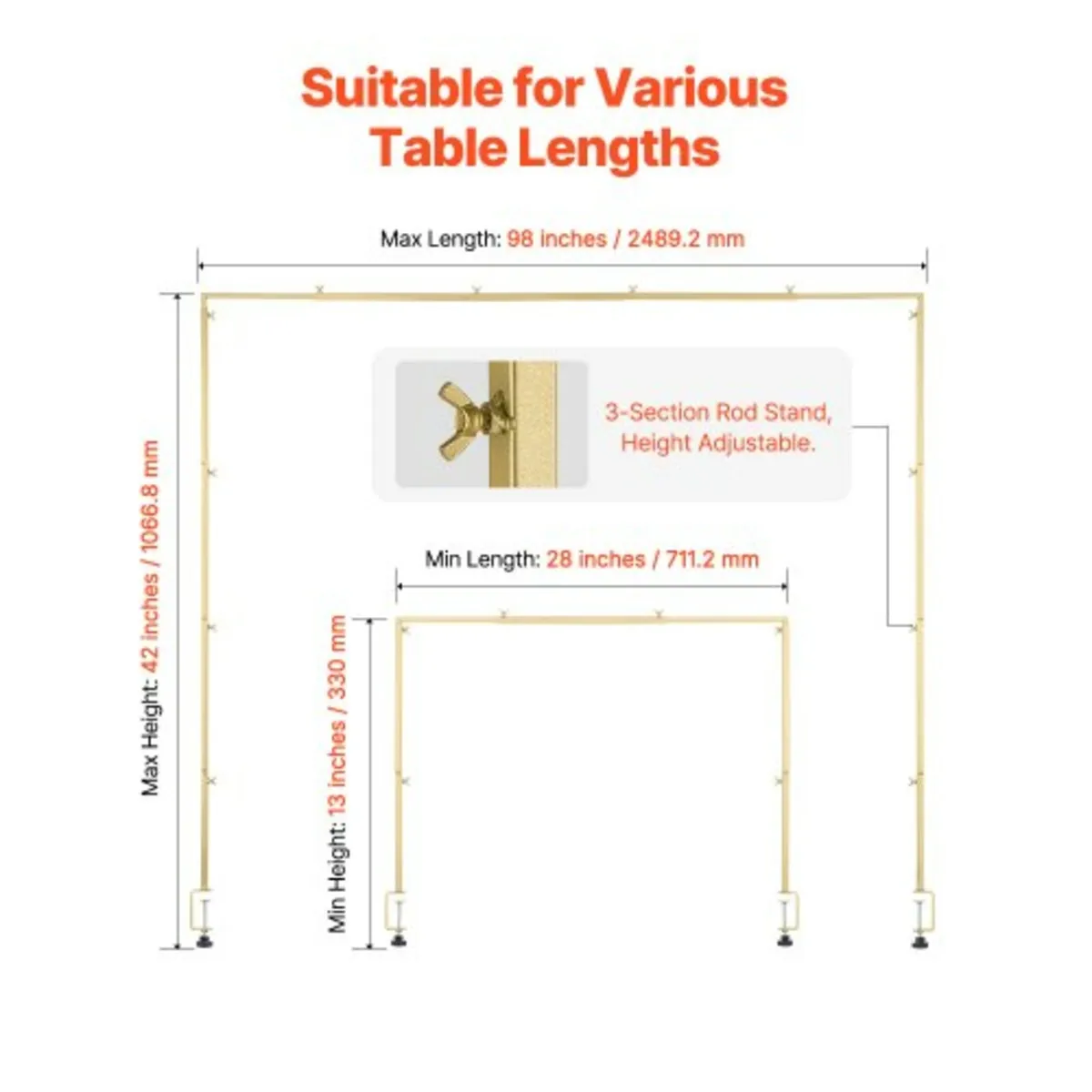 2Pcs Over The Table Rod Stand with Clamp Arch Fram - Image 2