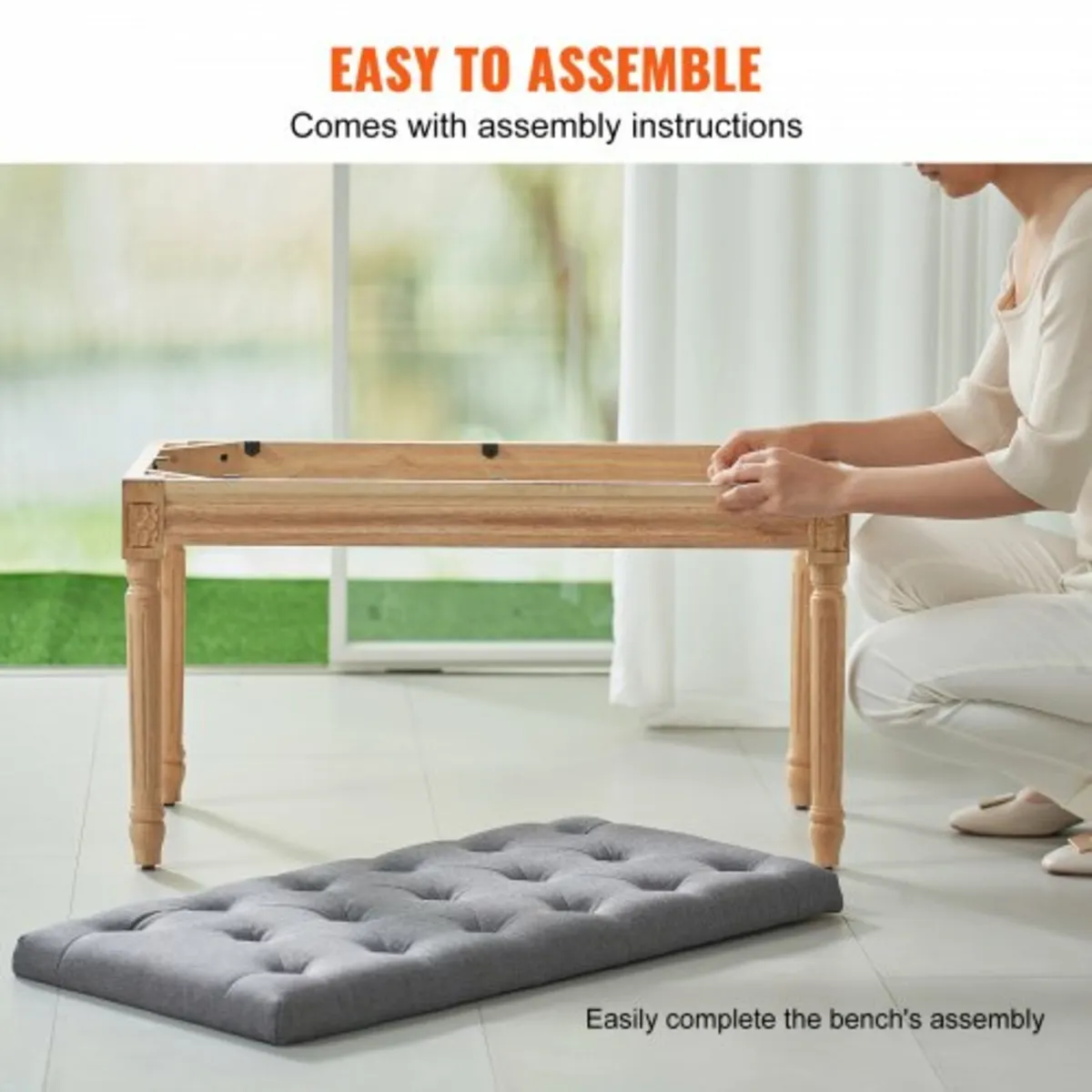 Upholstered Bench, 16"W Ottoman Bench, End of Bed - Image 4