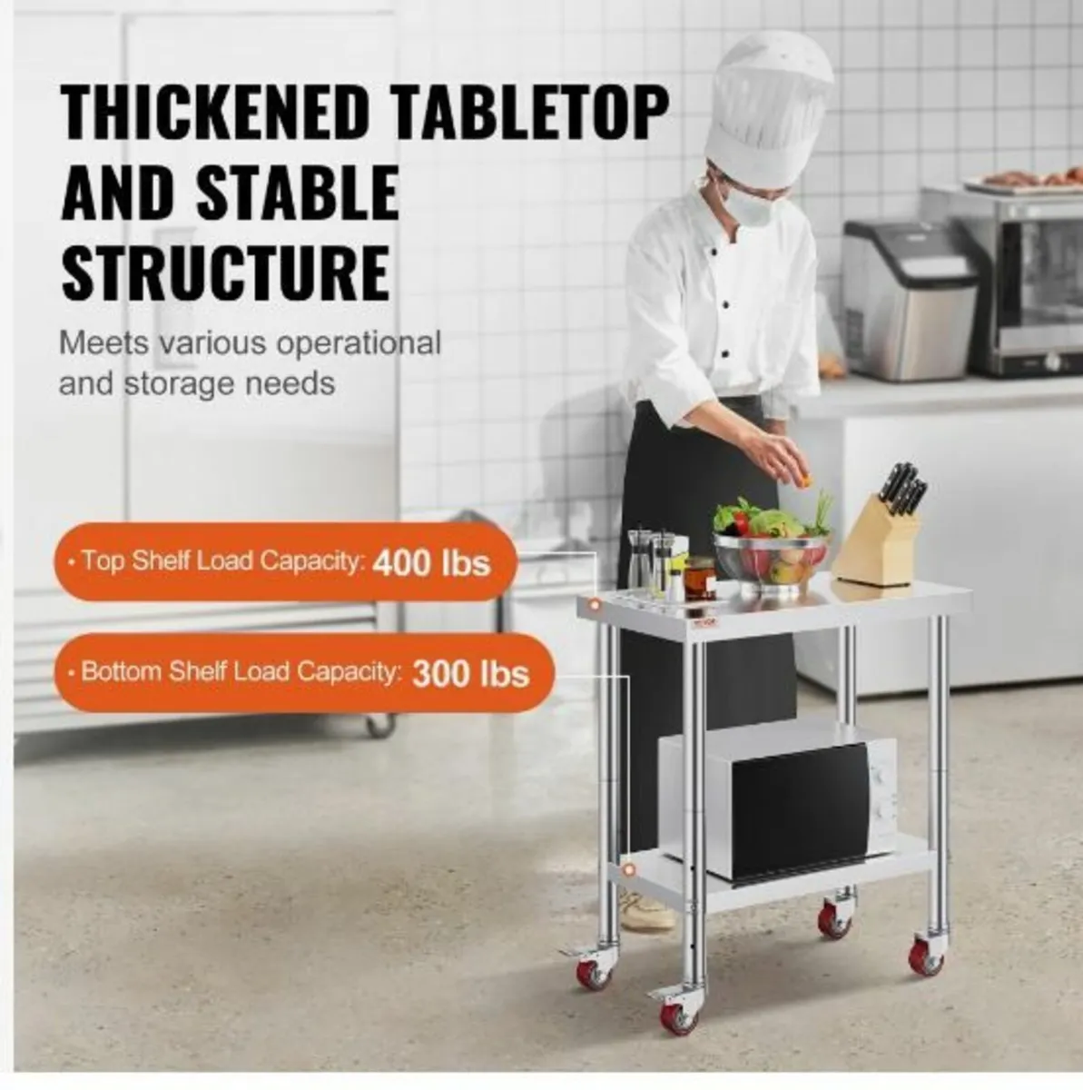 Stainless Steel Catering Work Table 30x18 Inch - Image 2