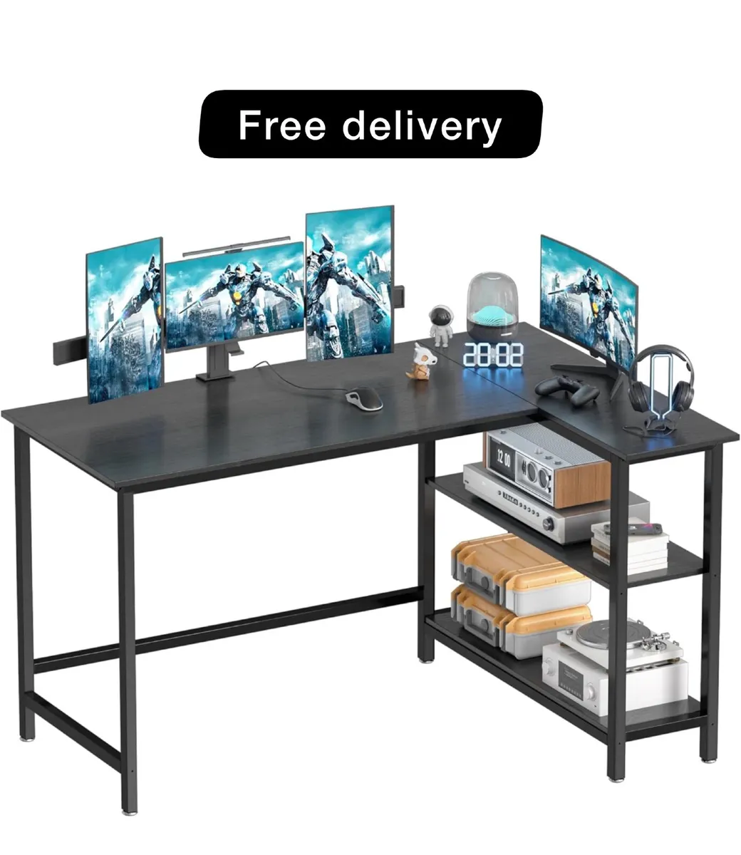 L Shaped Desk, 110x80cm Gaming Computer Desk - Image 1