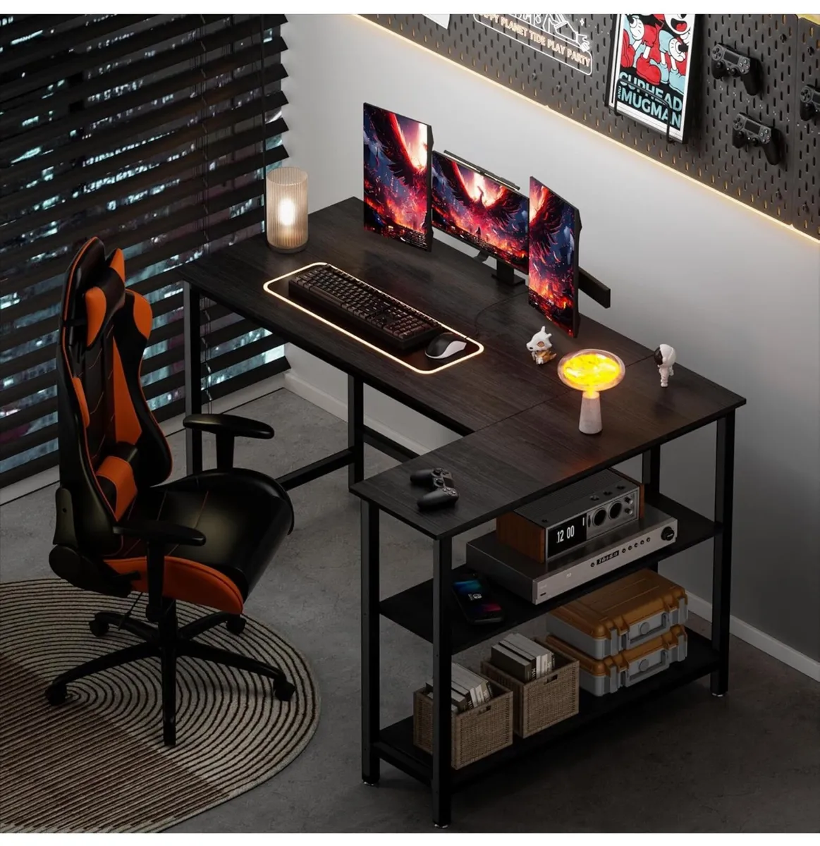 L Shaped Desk, 110x80cm Gaming Computer Desk - Image 3