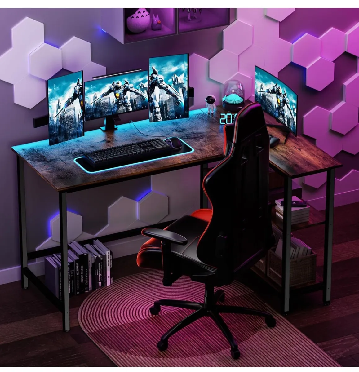 L Shaped Desk, 100x72cm Gaming Computer Desk - Image 2