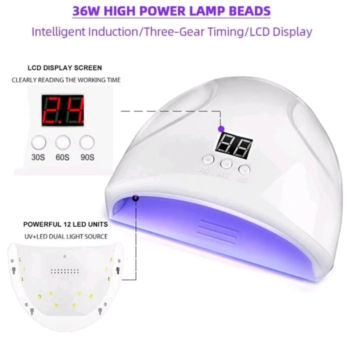 1pc UV LED Nail Lamp Dryer For Manicure - Image 3