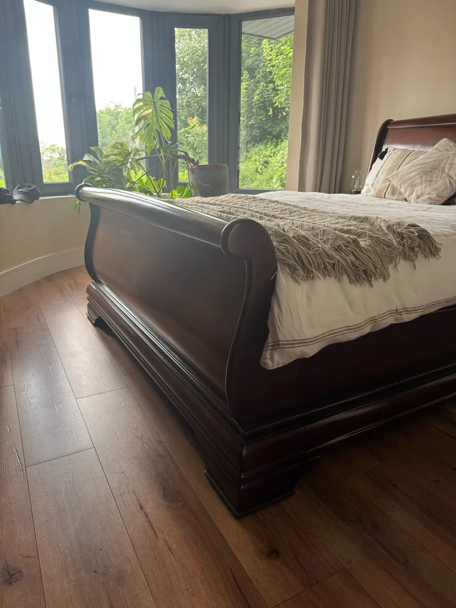 King size Mahogany Bed Frame & Kingcoil Mattress - Image 2