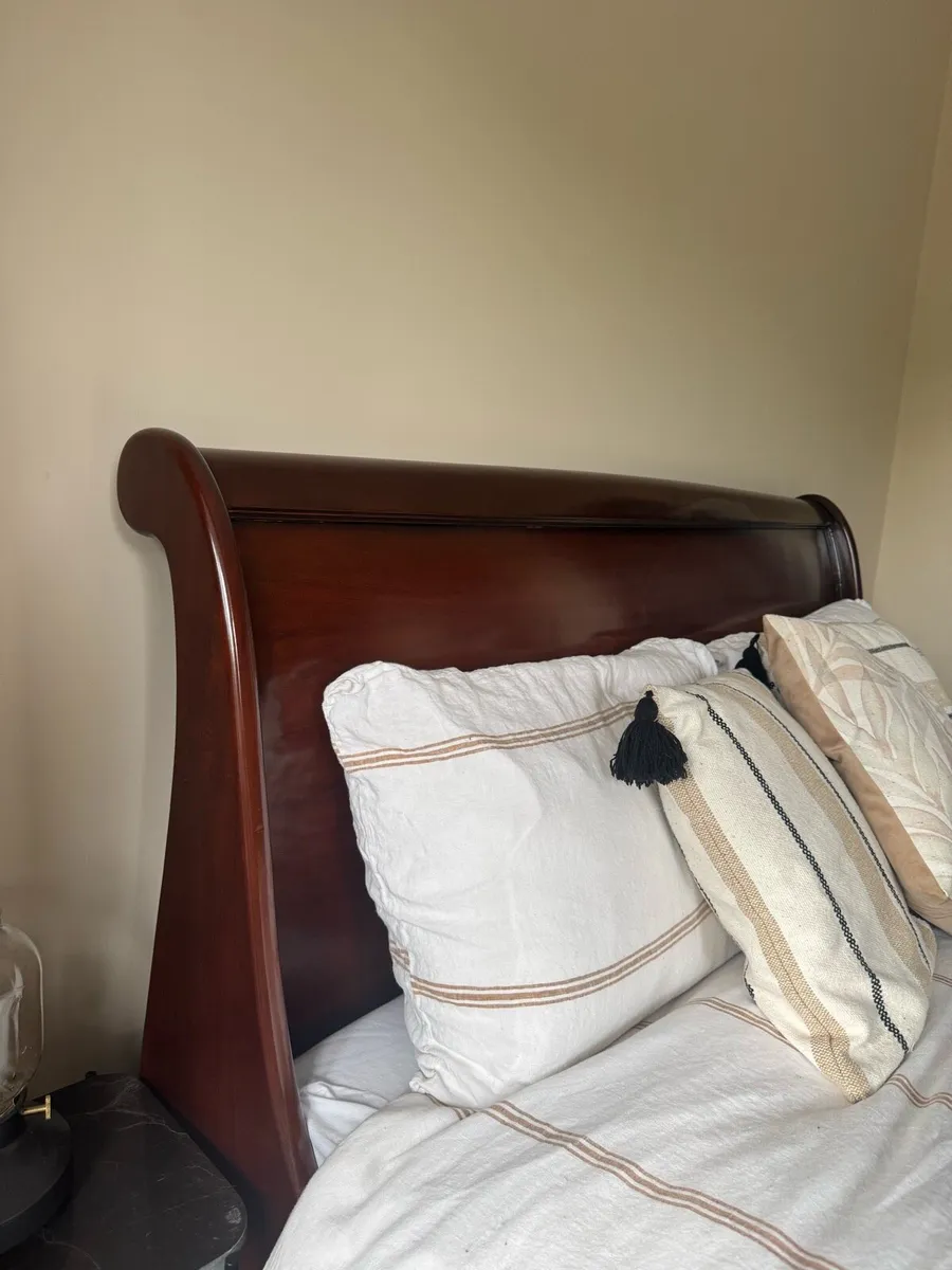 King size Mahogany Bed Frame & Kingcoil Mattress - Image 3