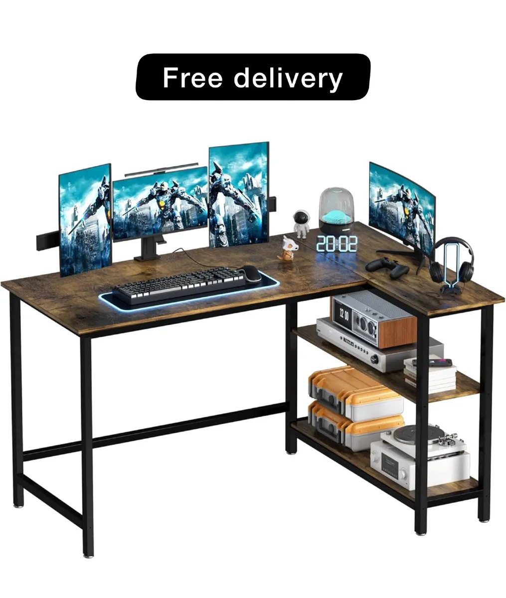 L Shaped Desk, 100x72cm Gaming Computer Desk - Image 1