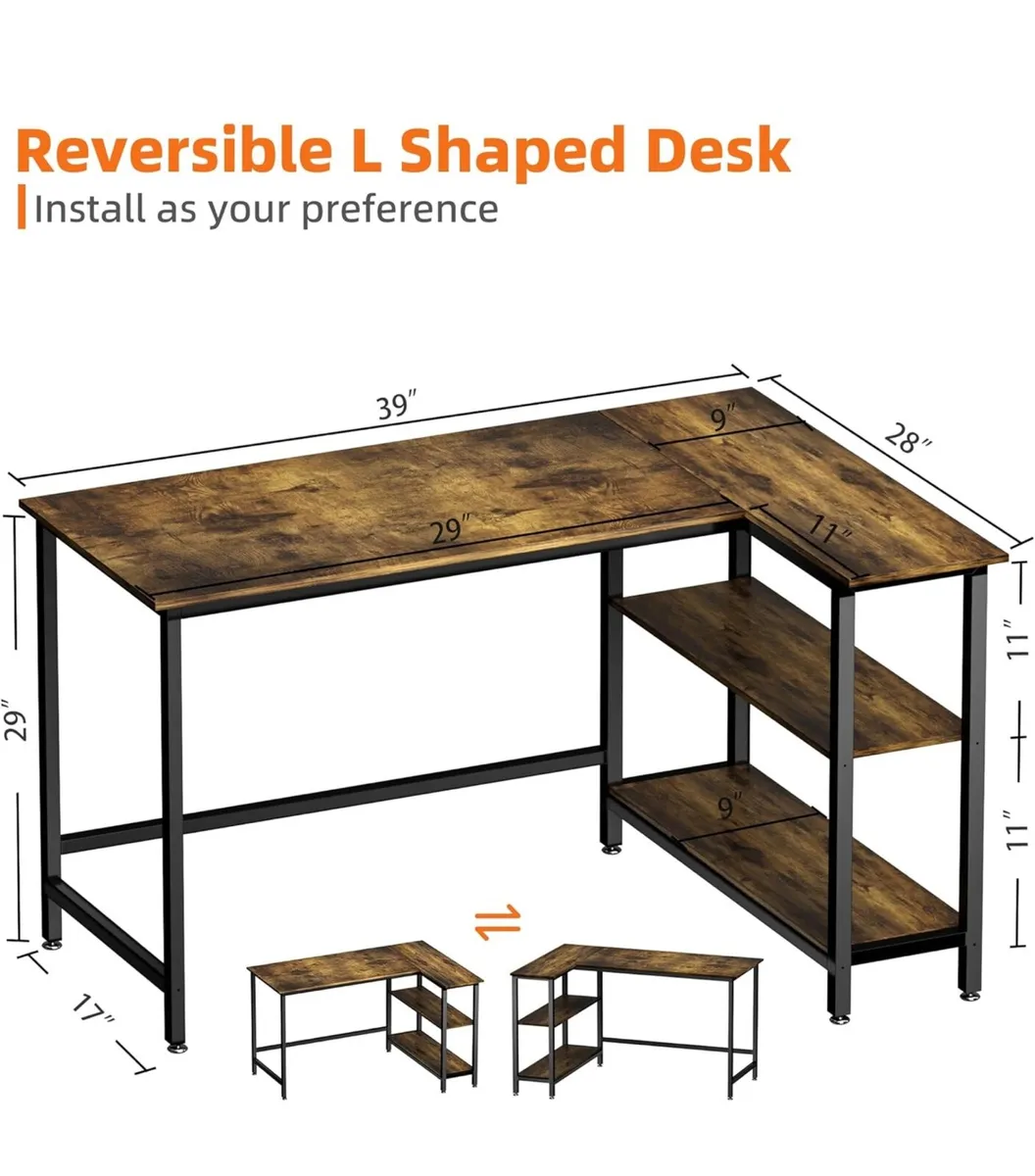 L Shaped Desk, 100x72cm Gaming Computer Desk - Image 2