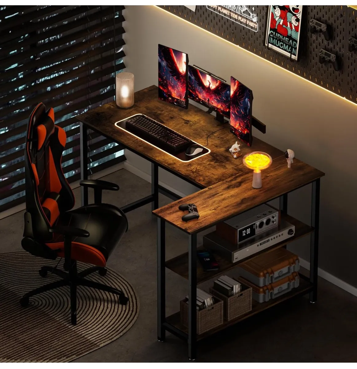 L Shaped Desk, 100x72cm Gaming Computer Desk - Image 4
