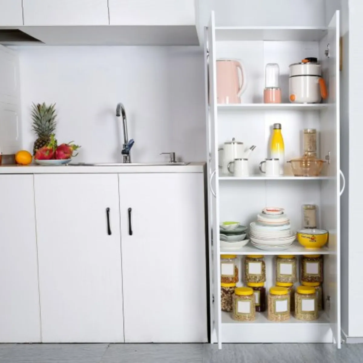 Kitchen Pantry Cabinet, 60" Tall Food Pantry Stora - Image 3
