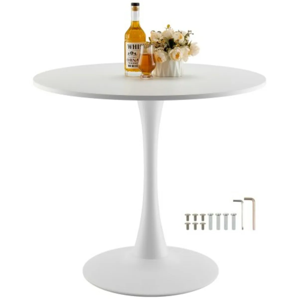 31.5 in Round Dining Table Wood Kitchen Table for - Image 1