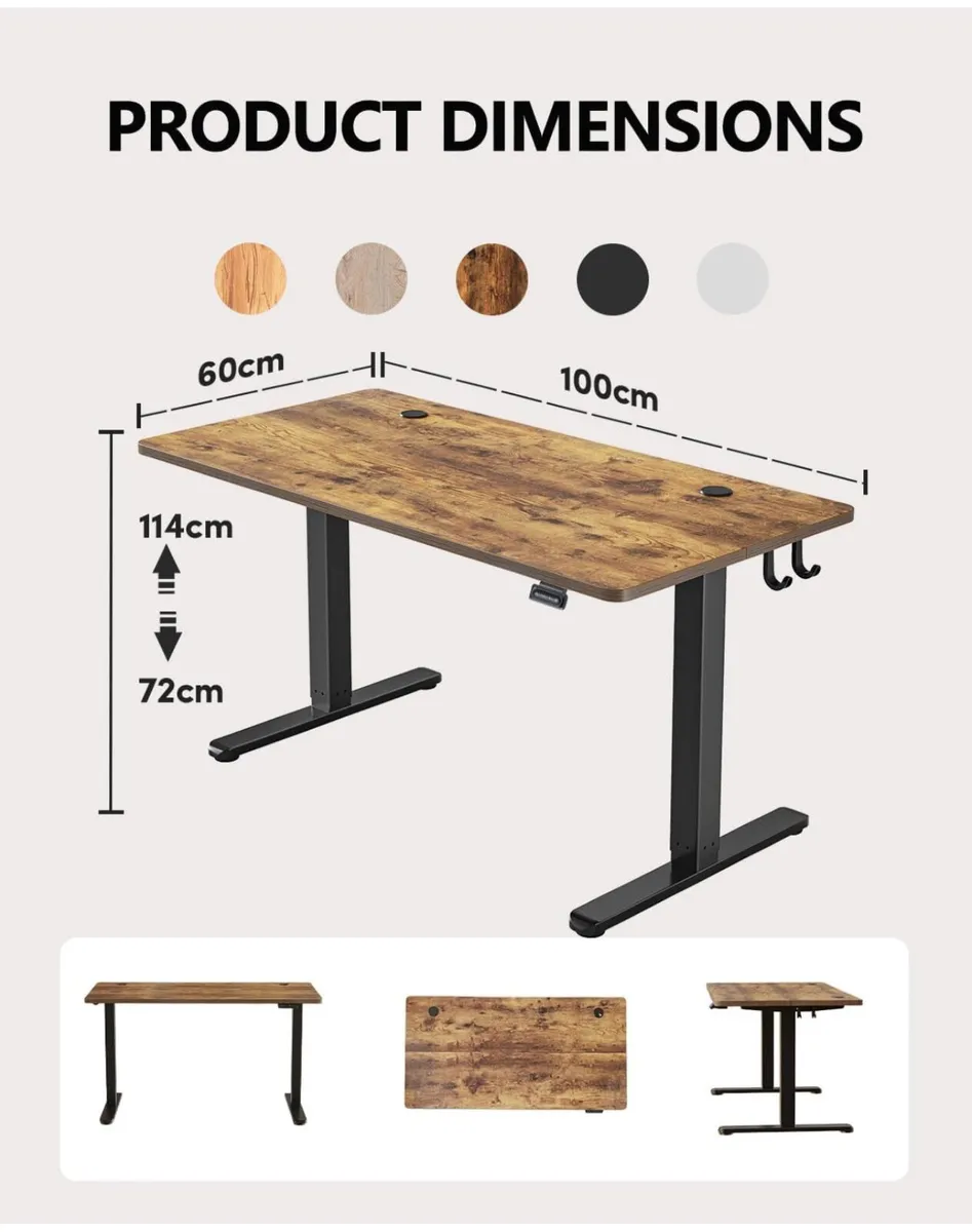 100 x 60cm Electric Height Adjustable Standing Des - Image 2