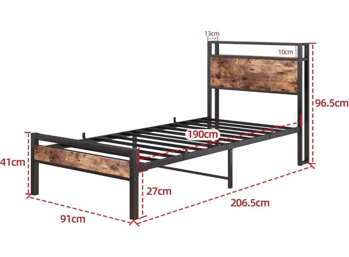 Single Bed Frame with Storage Headboard - Image 3